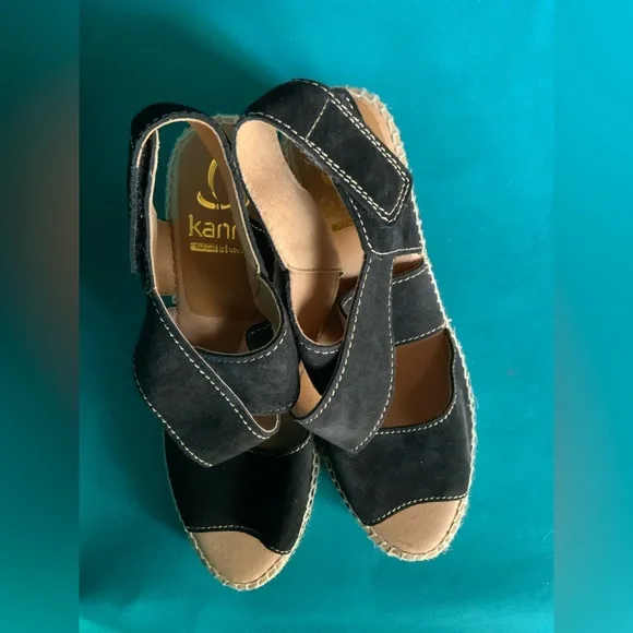 KANNA ANIA Women’s Black Espadrille Wedge Sandals - Picture 4 of 4